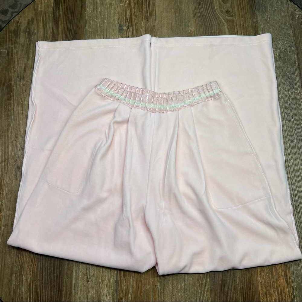 New ~ Sonia Rykiel Light Pink Velvet Wide Leg Pants Size M